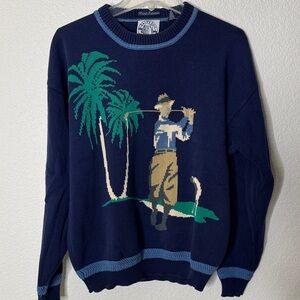 Vintage Gant Salty Dog Golf Graphic Sweater - Navy Blue